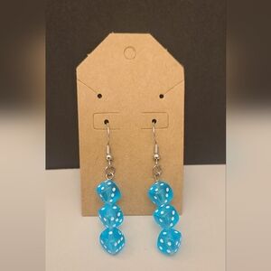 Light blue tripple dice earings